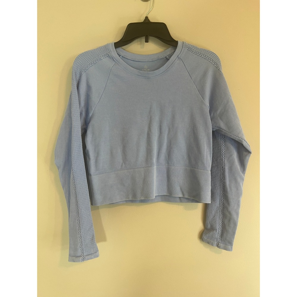 Aerie OFFLINE Ribbed Seamless Long Sleeve Crop Top Light Blue XL